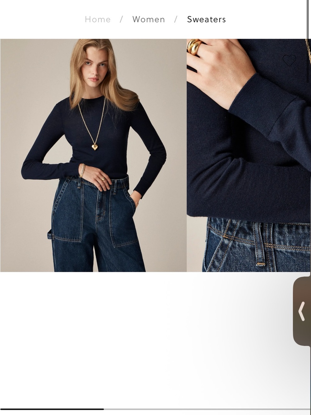 J. Crew Carolyn fitted crewneck sweater in merino wool - Navy